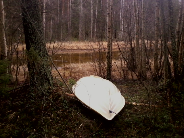 My boat upside down, ready for winter