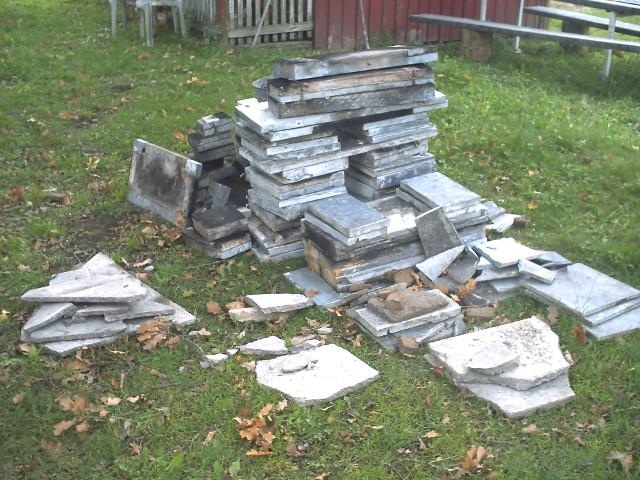 Old fireplace in pieces.