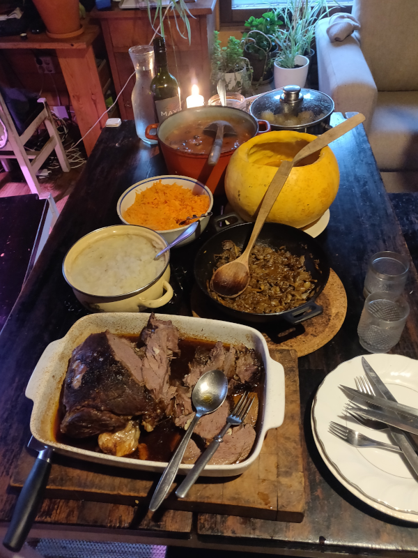 The harvest season meal, about the be enjoyed together with neighbours.